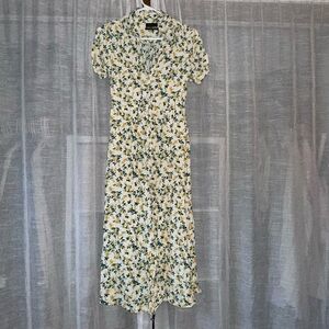 Urban Outfitters Yellow and Green Floral Midi Dress